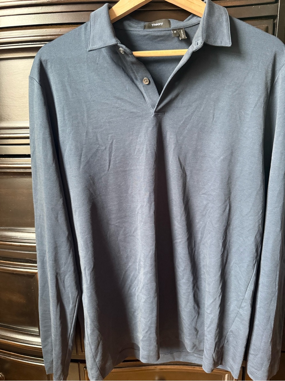 Theory Men's Long-Sleeve Polo — Navy Blue